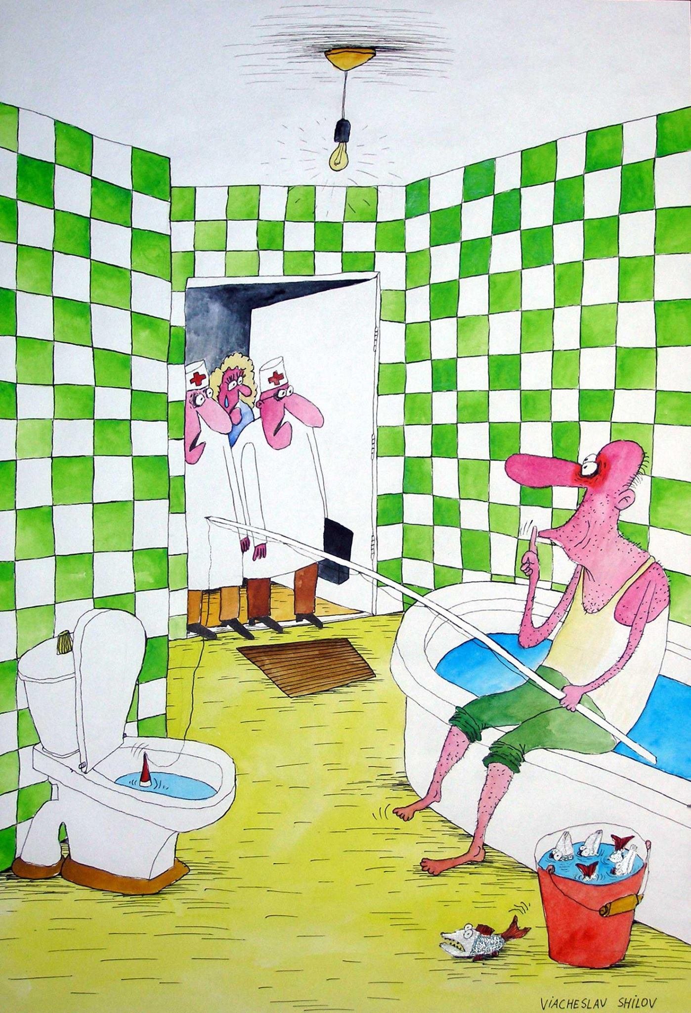 Покажи картинку ванной. Карикатуры в ванной. Шутки про ванную комнату. Карикатуры в ванной комнате. Смешная ванная комната.